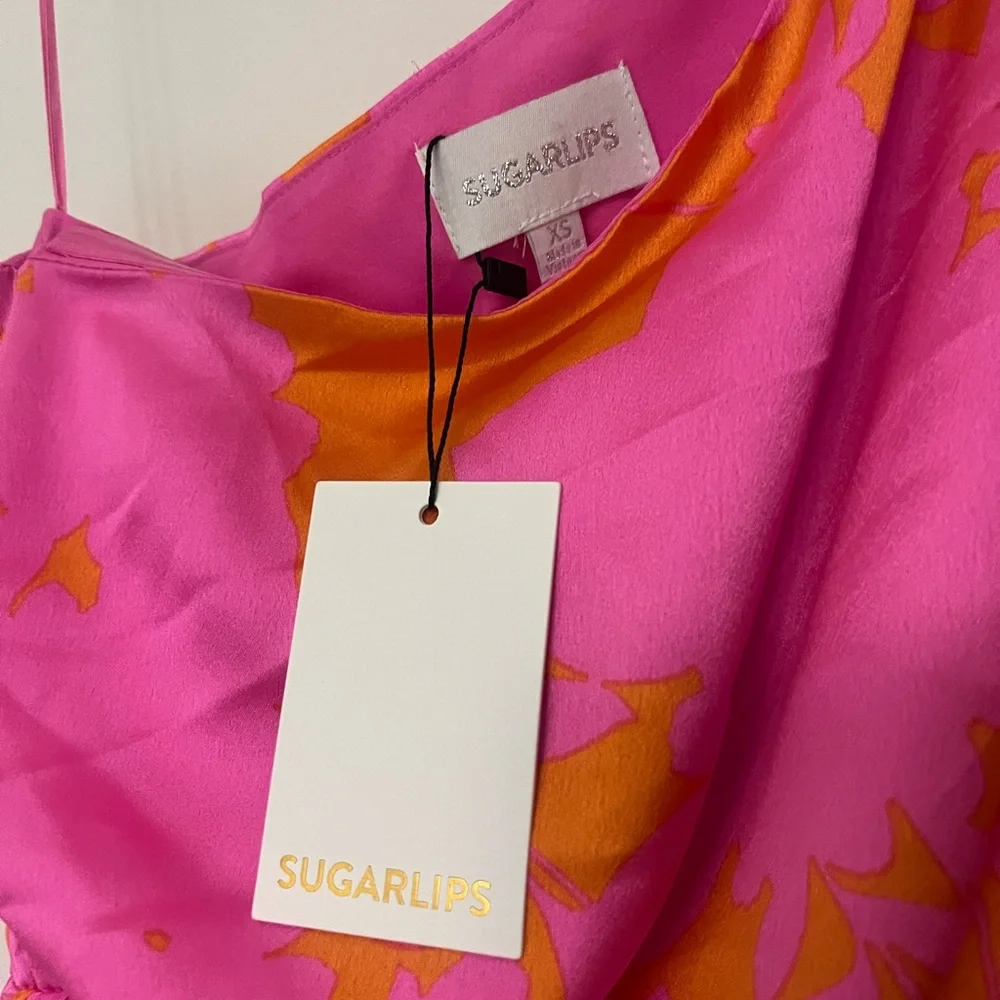 Sugarlips Vibrant Pink and Orange Dress - Picture 2 of 6